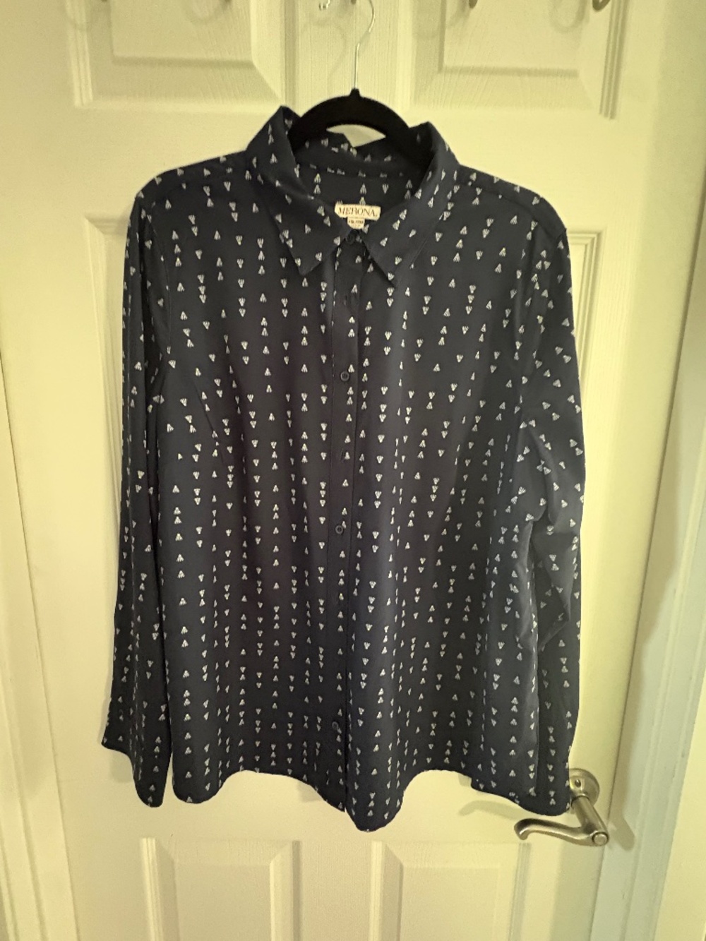 Merona XXL Navy Badminton Print Button Down Blouse